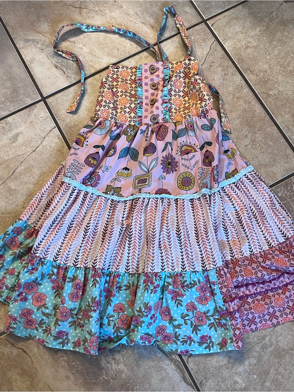 Matilda Jane Pink & Turquoise Floral Tiered Sundress